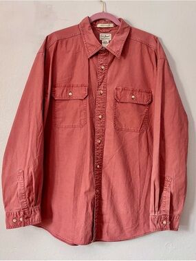 LL Bean Men’s Sun-washed Cotton Shirt Red Rust XL - REG Traditional Fit